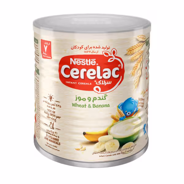 سرلاک گندم و موز به همراه شیر نستله از پایان 7 ماهگی 400 گرم