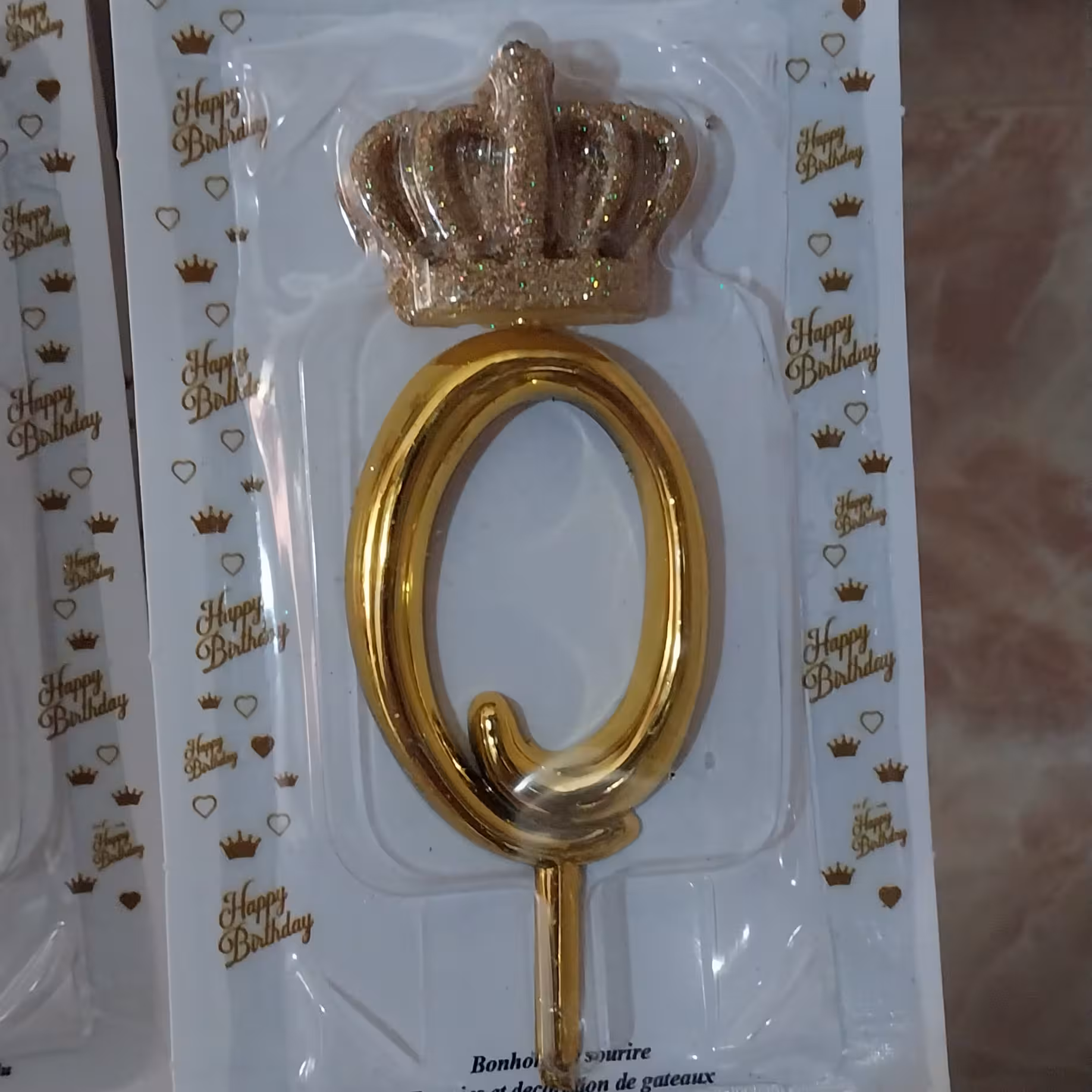 شمع تاج دار و ستاره دار طلایی عدد 0