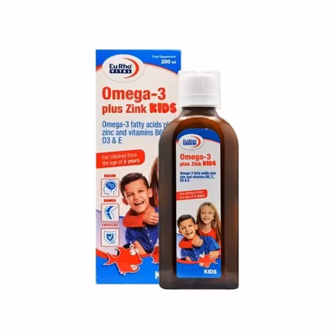 شربت امگا 3 پلاس زینک کیدز یوروویتال