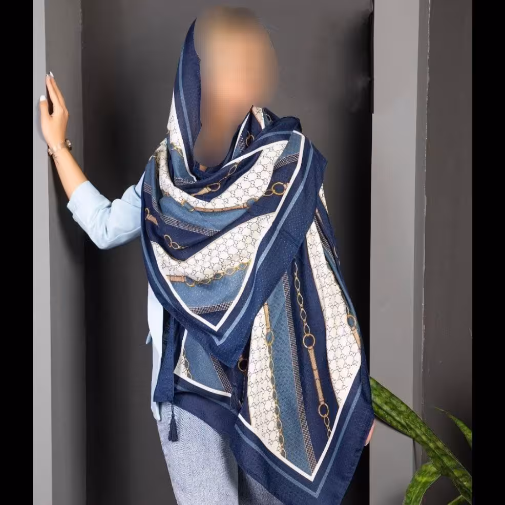 شال نخی طرح دار ( طرح زنجیر )