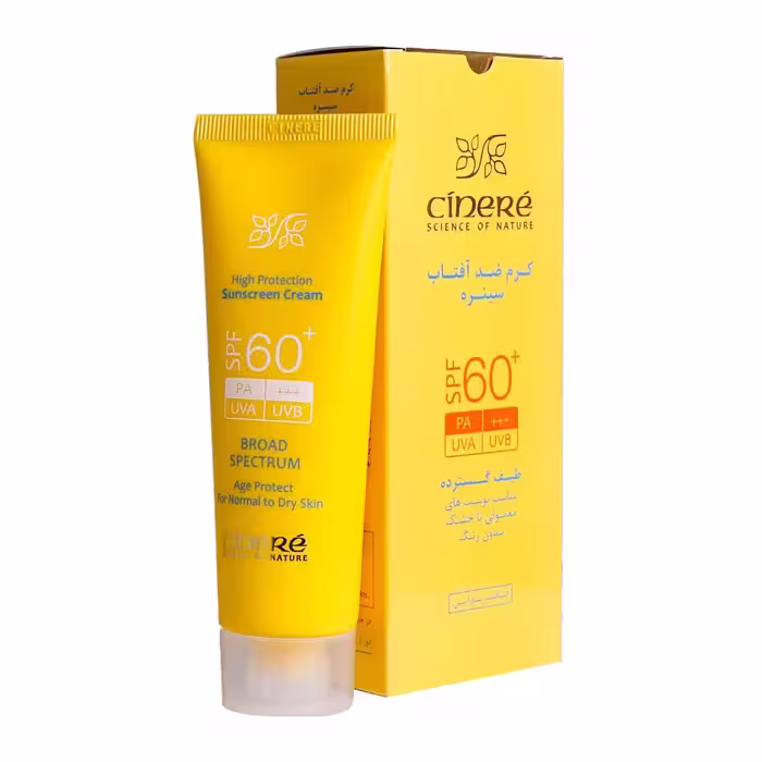 کرم ضد آفتاب SPF60  بدون رنگ سینره مناسب انواع پوست 50 میلی لیتر