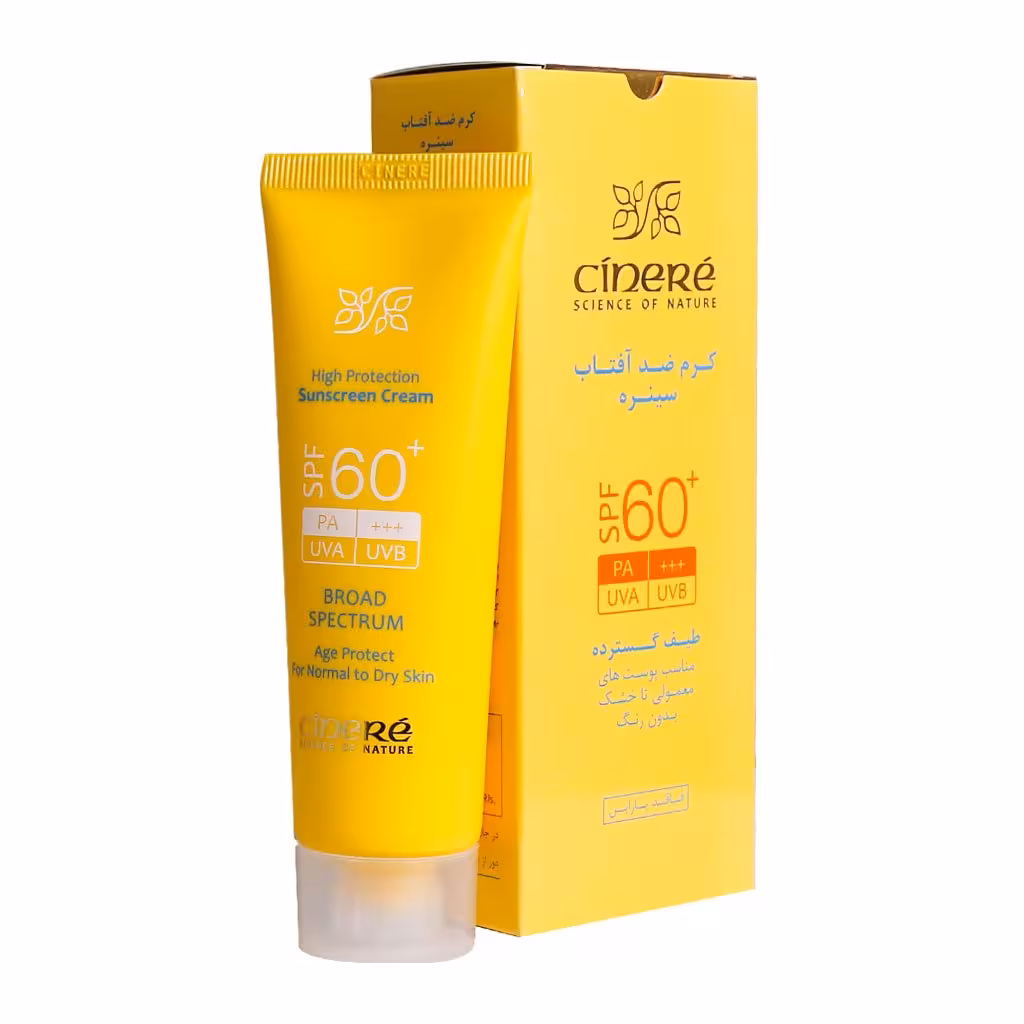 کرم ضد آفتاب SPF60  بدون رنگ سینره مناسب انواع پوست 50 میلی لیتر
