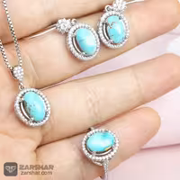 نیم ست فیروزه نیشابوری نقره زنانه