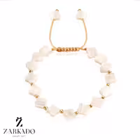 دستبند سنگ صدف طرح ونکلیف با گوی البرنادو طلا