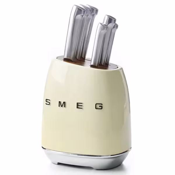 سرویس چاقو آشپزخانه 7 پارچه اسمگ رنگ کرم Smeg KBSF01CR