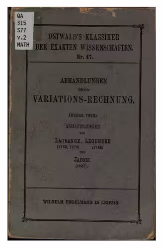 خرید و دانلود نسخه کامل کتاب Abhandlungen über Variationsrechnung (1762, 1779), (1786), (1837)
