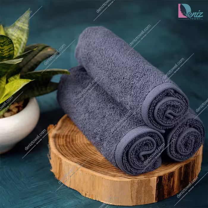 حوله دستی بسته سه عددی ساده رنگ طوسی تیره