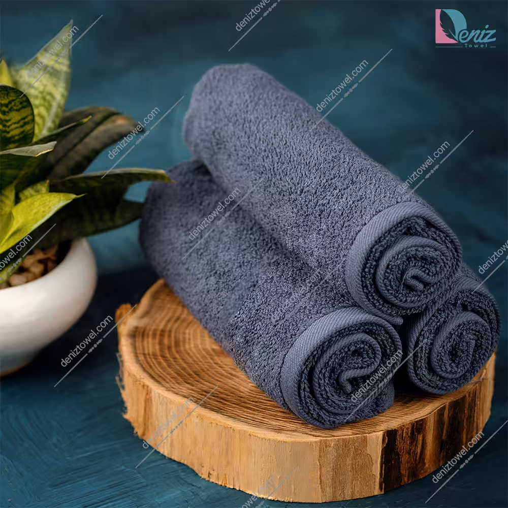 حوله دستی بسته سه عددی ساده رنگ طوسی تیره