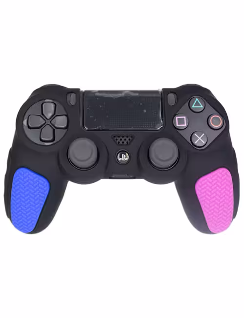 روکش محافظ آج‌دار دسته PS4 مشکی آبی صورتی