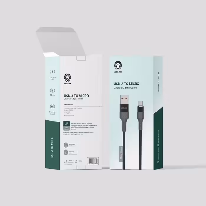 کابل USB-A به میکرو 1 متر گرین Green USB-A to Micro cable Braided