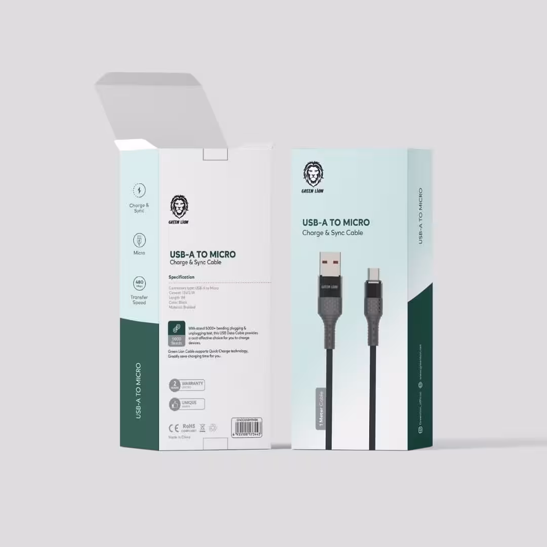 کابل USB-A به میکرو 1 متر گرین Green USB-A to Micro cable Braided