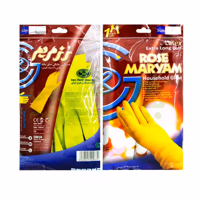 دستکش لاتکس ساق بلند رز مریم سایز بزرگ کد 2174