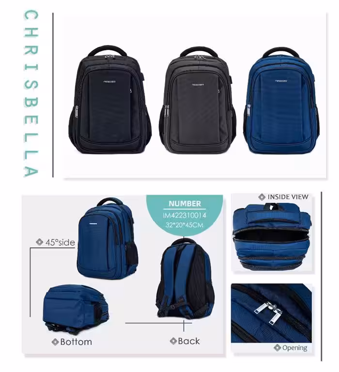 کوله وارداتی پاورکینگ کد IM0014 رنگ مشکی سایز 45*20*32