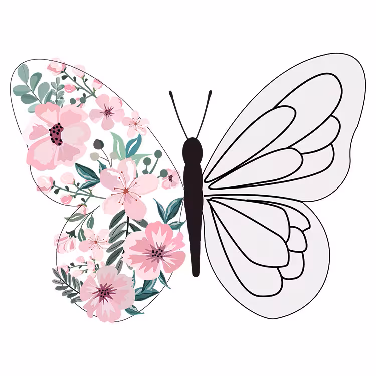 استیکر پارچه و لباس مدل دی تی اف طرح پروانه گل کد H20.143 مجموعه 3 عددی