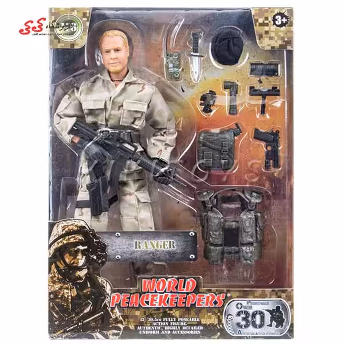 اکشن فیگور سرباز با تجهیزات نظامی برند WORLD PEACEKEEPERS WITH ACCESSORIES