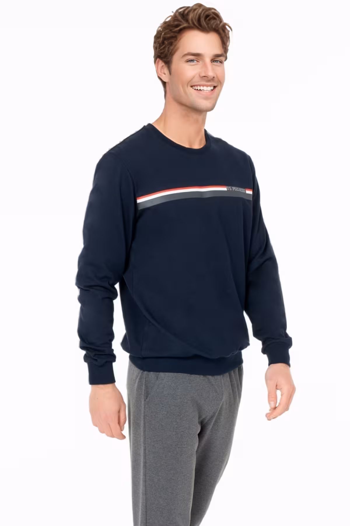 ست پیژامه مردانه لباس خواب آستین بلند مردان پنبه U.S. Polo Assn.