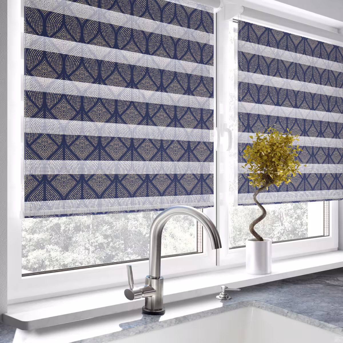 پرده زبرا طرح هندسی آشپزخانه کد 1712