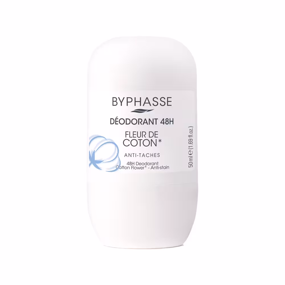 مام رول دئودرانت زنانه 48 ساعته بایفاس با عصاره پنبه حجم 50 میلی‌لیتر