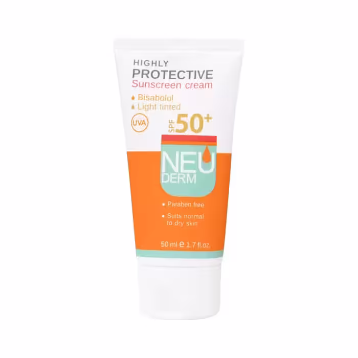 کرم ضد آفتاب spf 50 رنگی روشن نئودرم – مناسب پوست های خشک و معمولی