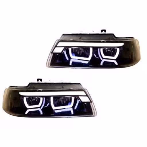 خرید چراغ جلو سمند LX طرح U تمام پلکسی دو حالته (چپ و راست) سفید | اتوموبی