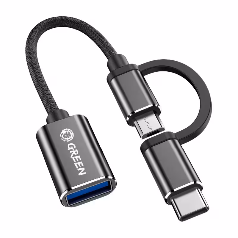 کابل OTG گرین مدل usb to micro or type-c