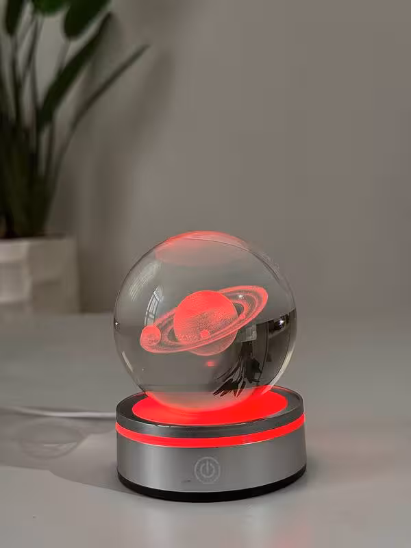 گوی کریستالی مولتی کالر پایه لمسی طرح سیاره زحل