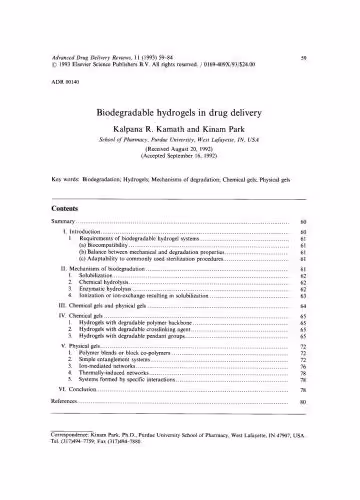 خرید و دانلود نسخه کامل کتاب Biodegradable hydrogels in drug delivery