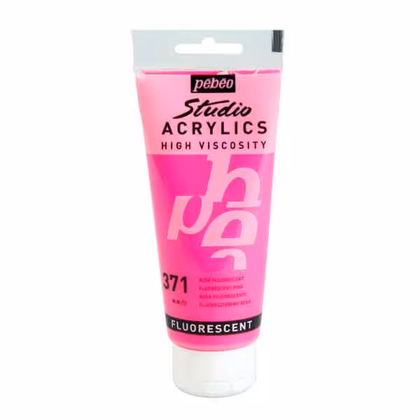 رنگ اکریلیک pebeo کد 371 (fluorescent pink) 100 میل