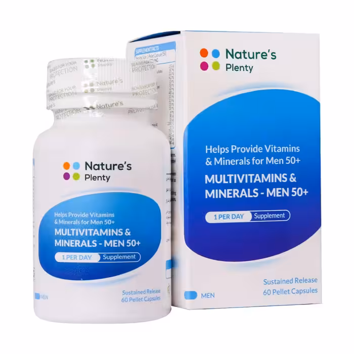 کپسول مولتی ویتامین و مینرال آقایان بالای 50 سال نیچرز پلنتی 60 عددی -