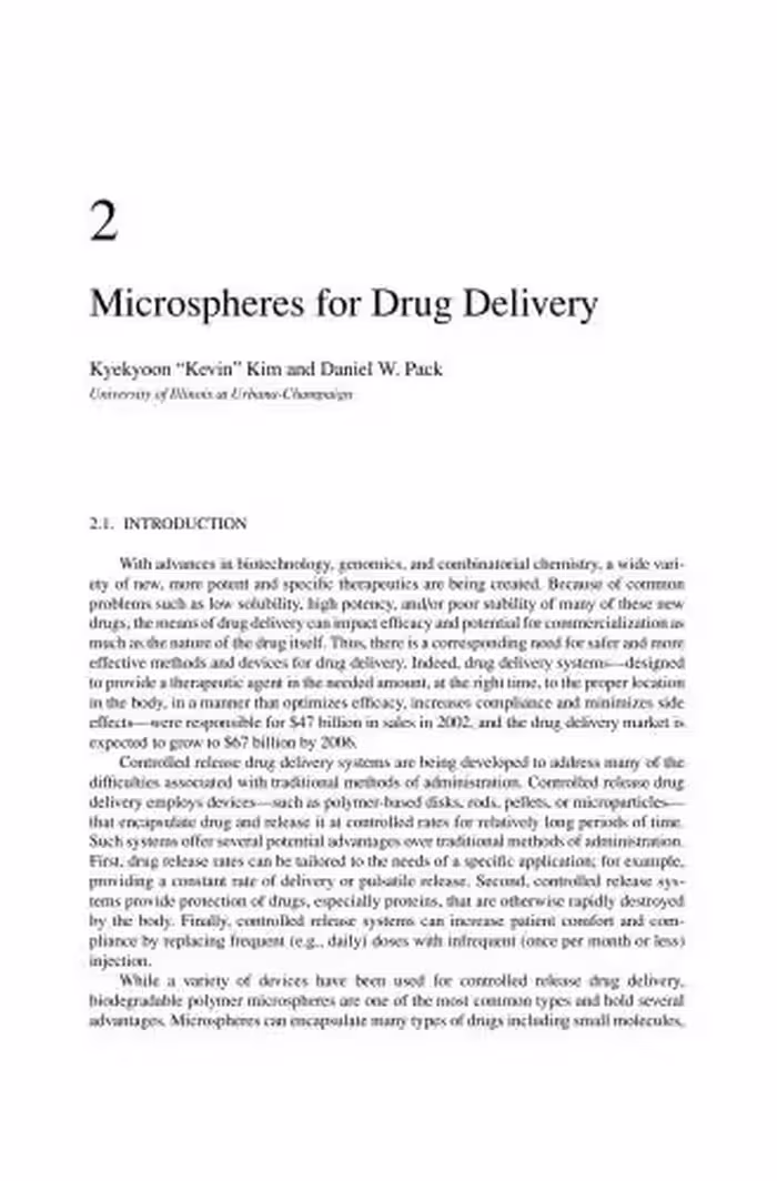 خرید و دانلود نسخه کامل کتاب Microspheres for Drug Delivery