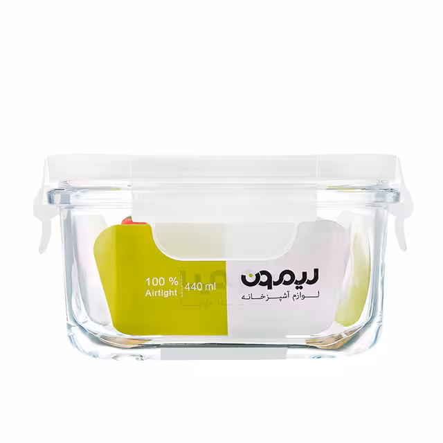 ظرف شیشه ای مربع 440 میلی لیتری