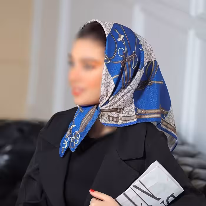 مینی اسکارف (باندانا) طرح  گوچی  رنگ سفید آبی  ارسال رایگان 