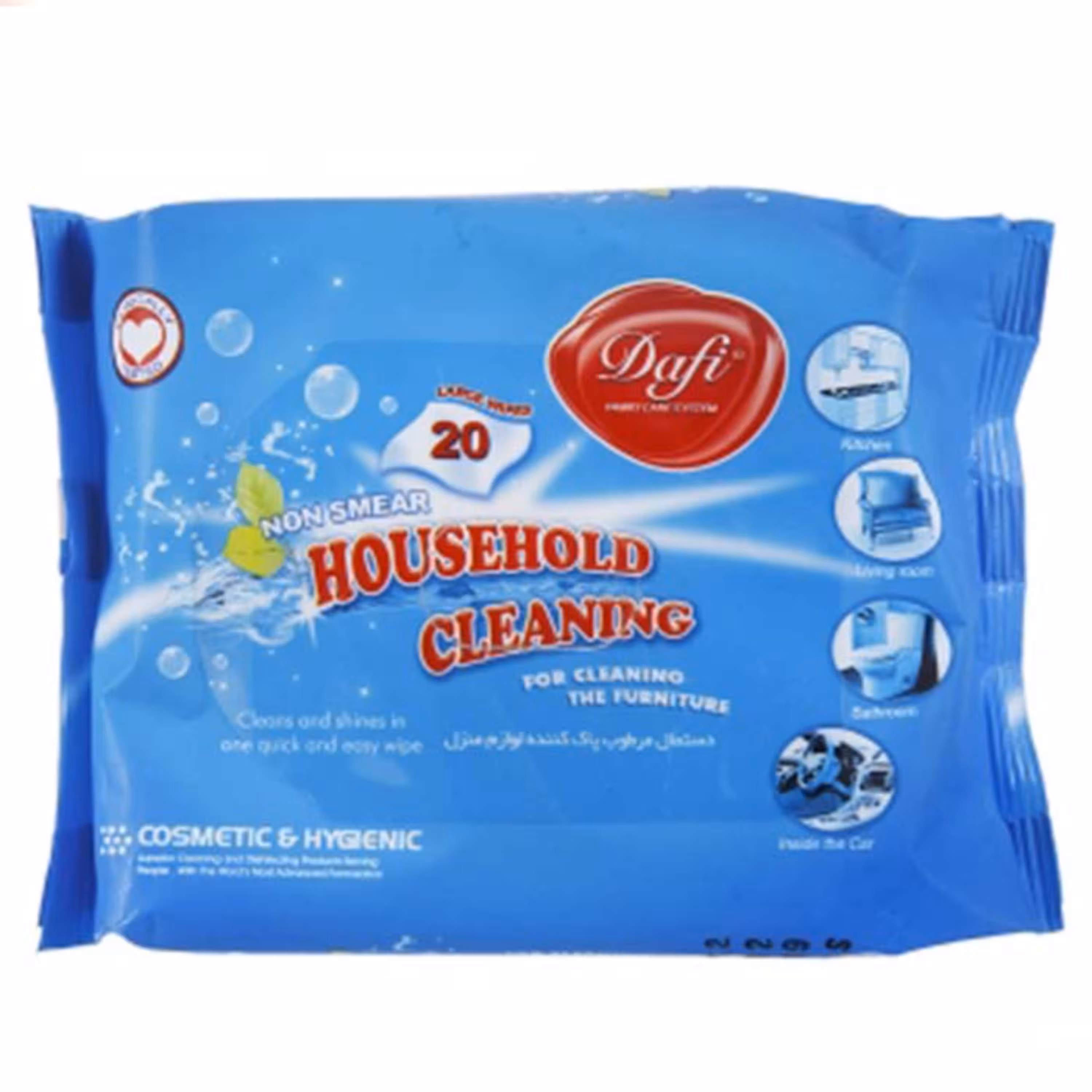 دستمال مرطوب پاک کننده لوازم منزل 20 برگی دافی