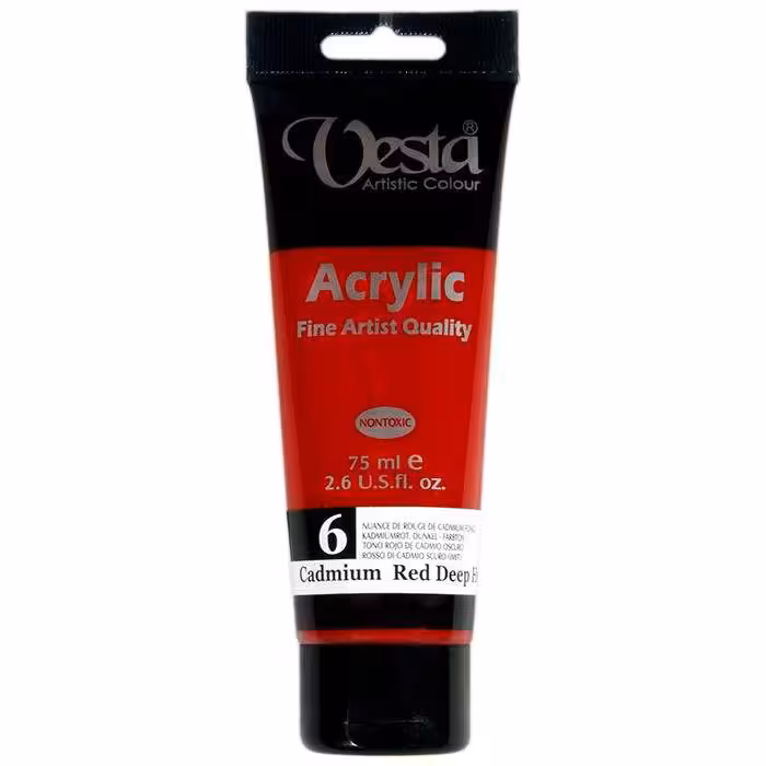 رنگ اکریلیک وستا قرمز مدل 6 Cadmium Red Deep Hue