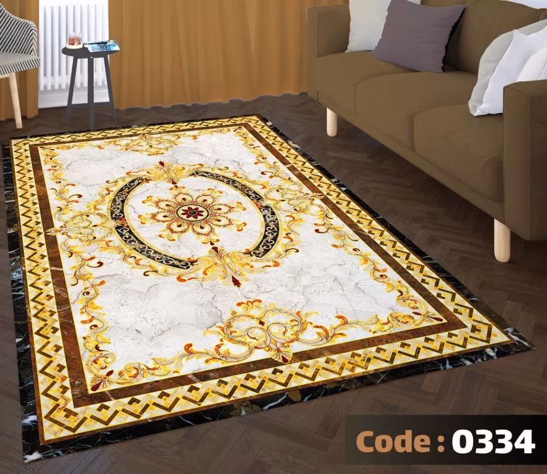 کاورفرش روفرشی دورکشدار گوشه لیفه ای لاکی ، آبی و متنوع کد 0334