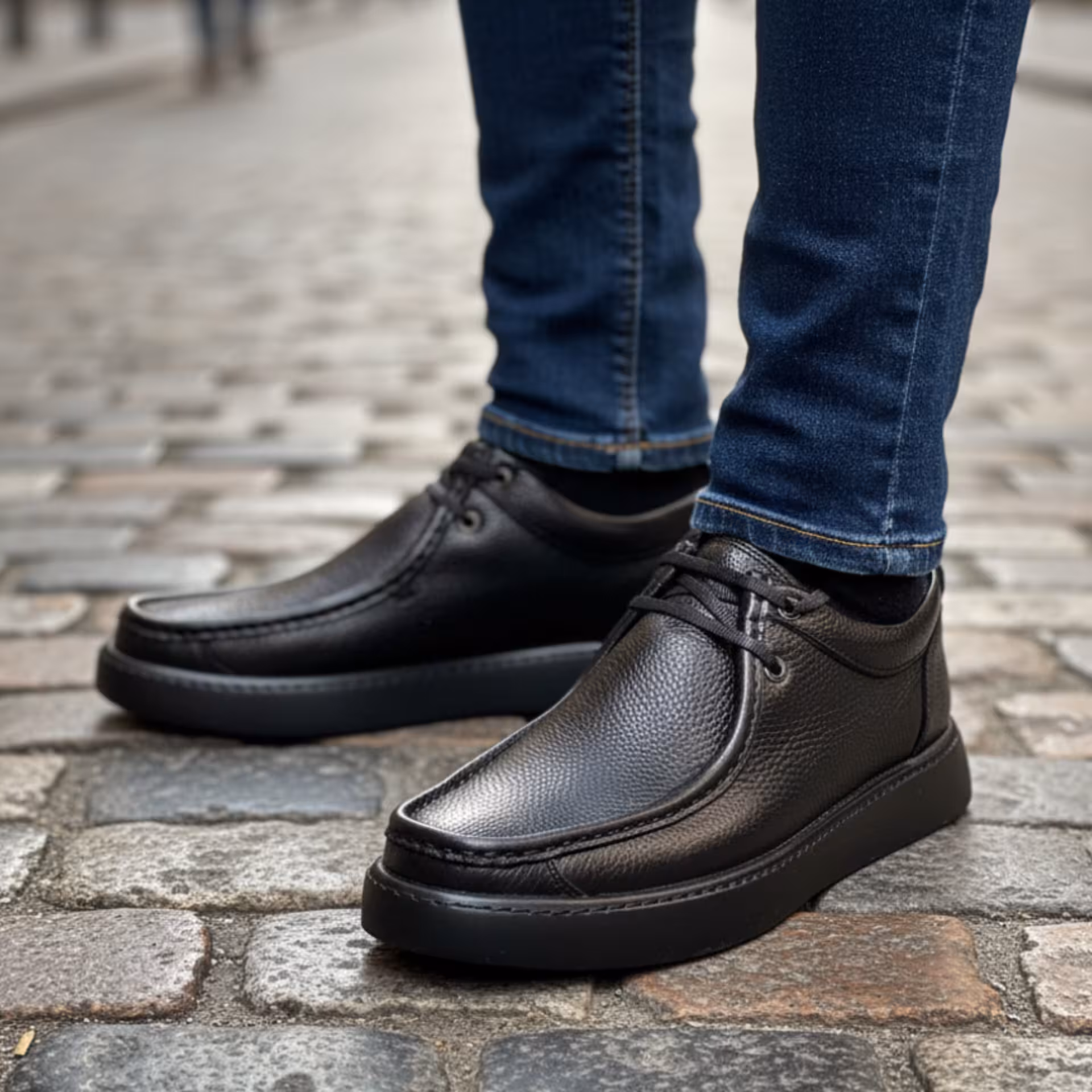 کفش چرم مردانه اسپرت کد SP037BK رنگی مشکی