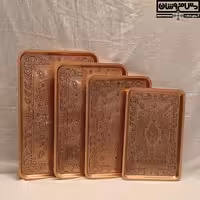 سینی مسی چای مستطیلی نقش دار نانو | سایز 3 | مدل میخک