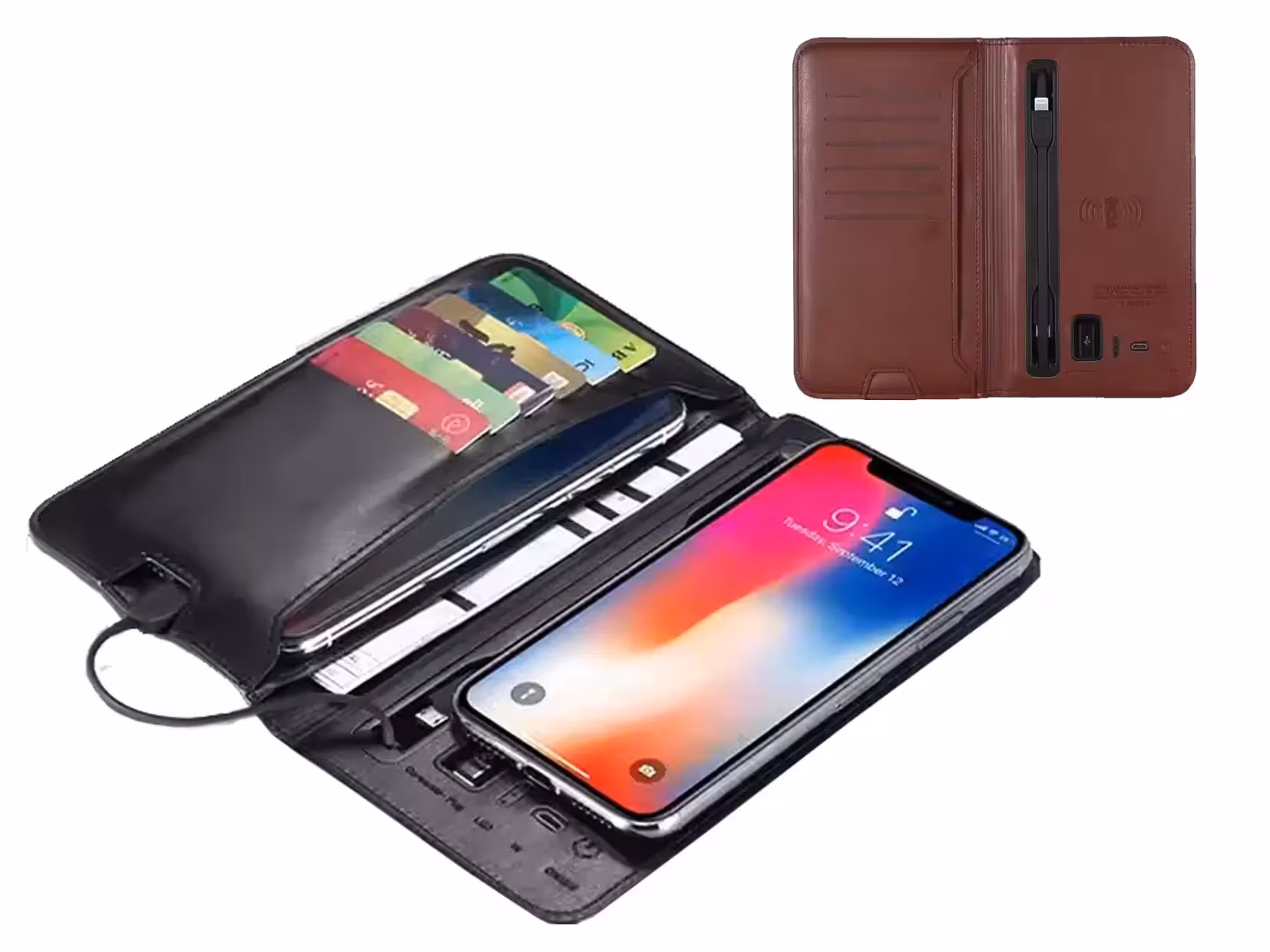 کیف پول چرمی پاوربانک دار