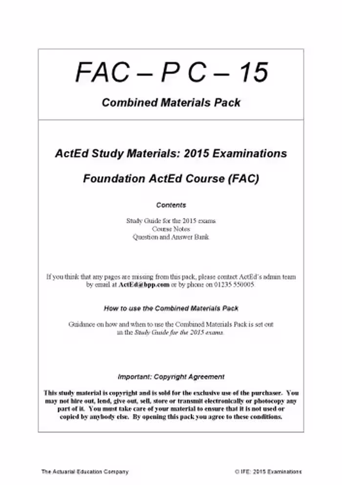 خرید و دانلود نسخه کامل کتاب ActEd Study Materials: 2015 Examinations: Foundation ActEd Course (FAC)
