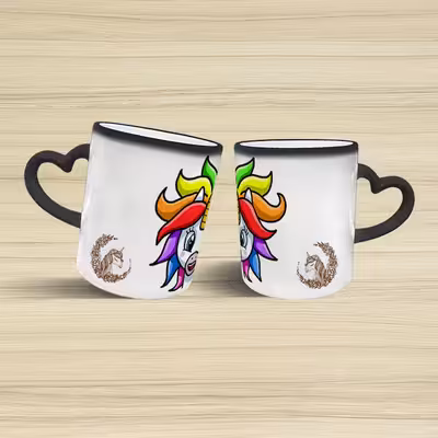 ماگ حرارتی مدل دسته قلبی اکلیلی طرح یونیکورن کد 25