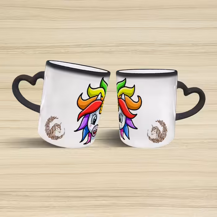 ماگ حرارتی مدل دسته قلبی اکلیلی طرح یونیکورن کد 25