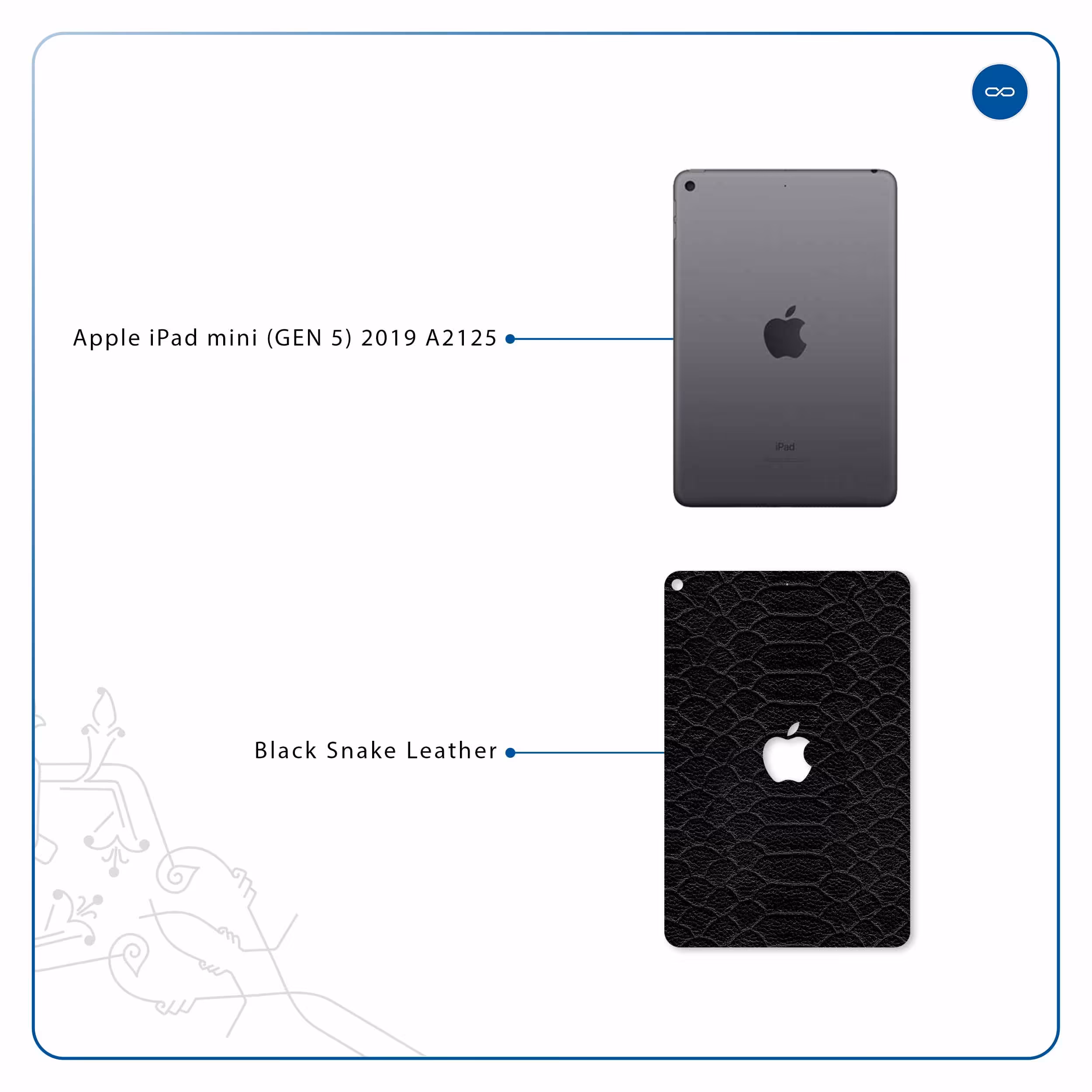 برچسب پوششی ماهوت مدل Black-Snake-Leather مناسب برای تبلت اپل iPad mini (GEN 5) 2019 A2125