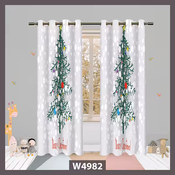 پرده کودک مدل کریسمس کد W4982
