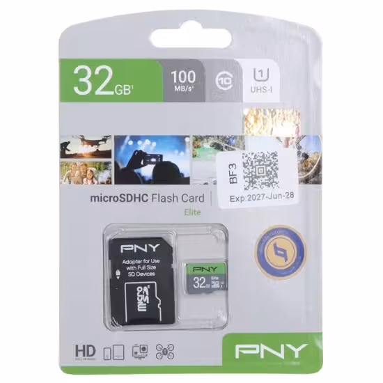 کارت حافظه microSDHC پی ان وای مدل Elite کلاس 10سرعت 100MBps ظرفیت 32 گیگابایت