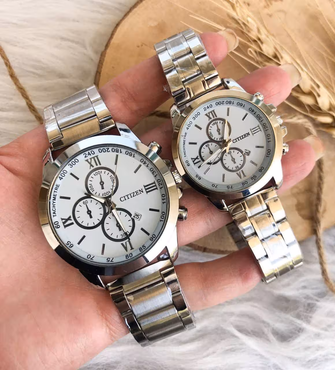 ساعت زنانه و مردانه ست و تك سیتیزن نقره ای