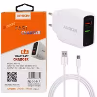 آداپتور شارژر 2 پورت با کابل میکرو  QC30  LCDدار Arson AN-V3