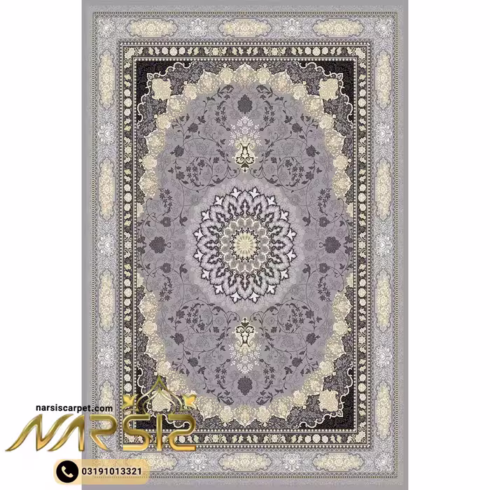 فرشینه فرش طرح ایوا رنگ طوسی کد 90102