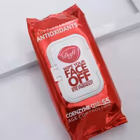 عمده فروشی دستمال مرطوب پاک کننده آرایش چشم و صورت دافی Dafi قرمز مدل آنتی اکسیدانت تعداد 55 برگی 92850