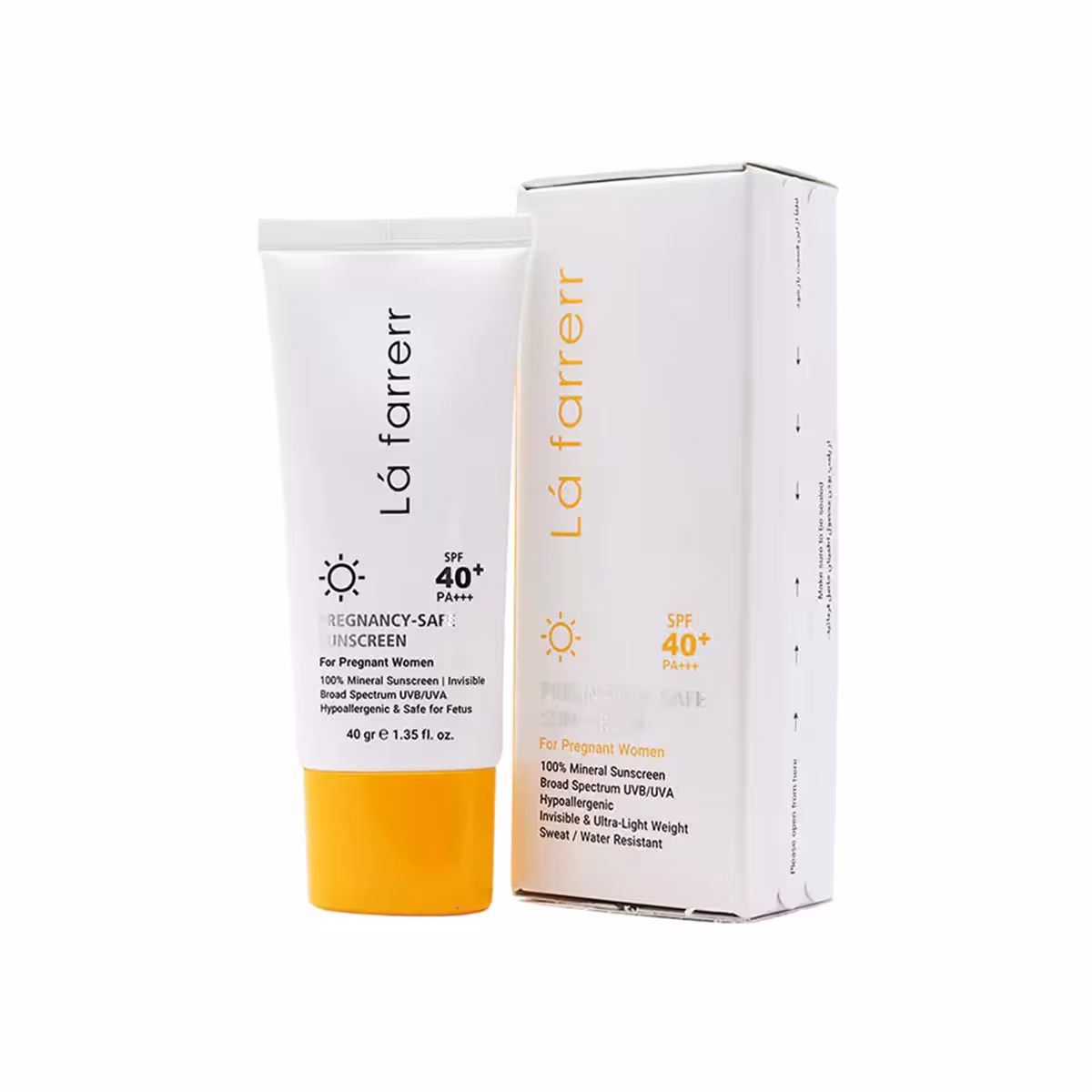 کرم ضد آفتاب مینرال بی رنگ مناسب خانم‌های باردار SPF40 لافارر 40 میل  ـ La farrerr Pregnancy Safe Invisible Sunscreen for Pregnant Women SPF40 ـ لافارر