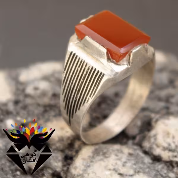 انگشتر عقیق قرمز مستطیلی کد R_1343